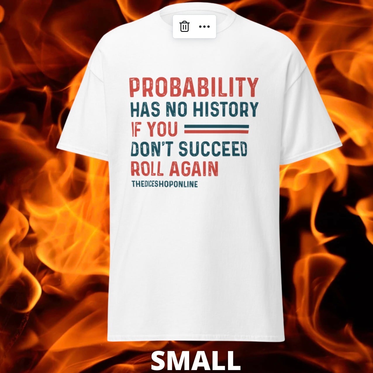 SPECIAL OFFER TDSO Gamer T-Shirt 'Probability has no history' WHITE SMALL 33% OFF