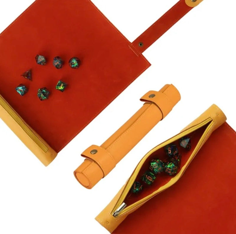 TDSO Faux Leather Dice Roll & Play-Mat - Orange