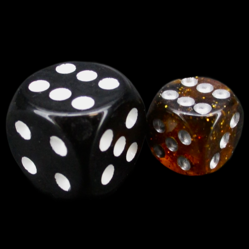 TDSO Glitter Amber 36 x D6 Spot Dice Set