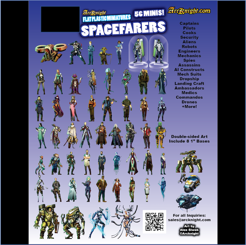 ArcKnight Flat Plastic Miniatures - Spacefarers - 56 Minis