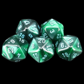 SPECIAL OFFER Würfelzeit Silkki Satin Green & Turquoise 5 x D20 Dice