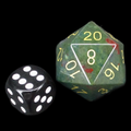 TDSO Gemstone Agate Blood & Gold JUMBO 30mm D20 Dice