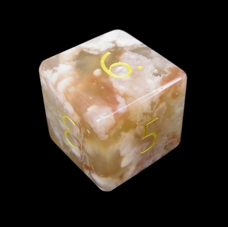 TDSO Gemstone Agate Cherry & Gold D6 Dice