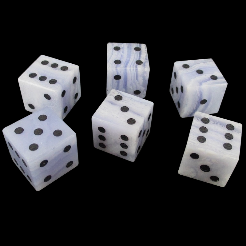 TDSO Gemstone Agate Lace & Black 6 x D6 Spot Dice Set