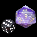 TDSO Gemstone Agate Purple Banded & Gold JUMBO 30mm D20 Dice