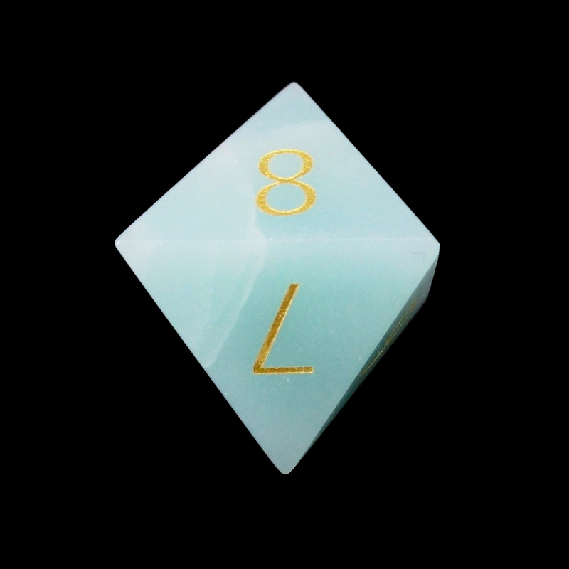 TDSO Gemstone Amazonite & Gold D8 Dice