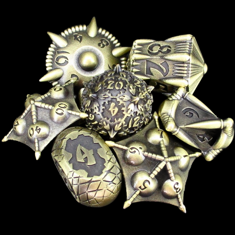 TDSO Metal Ancient Dragon Antique Bronze Unusually Shaped 7 Dice Polyset