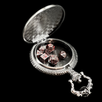 TDSO Antique Silver Metal Dragon & D20 Fob Watch Case With Micro 7mm 7 Dice Polyset