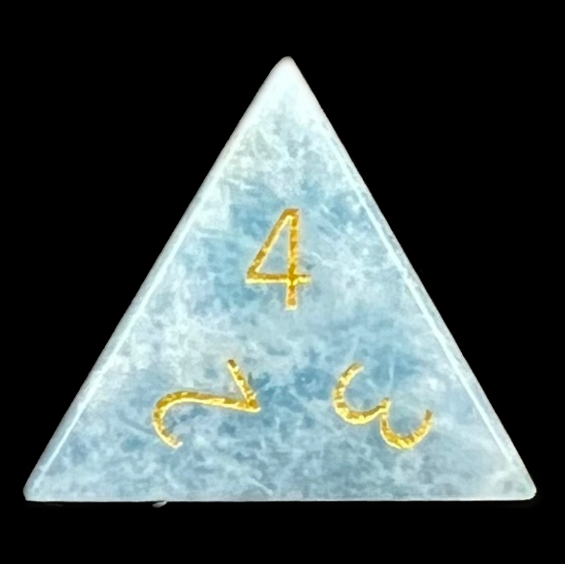 TDSO Gemstone Natural Aquamarine & Gold D4 Dice