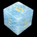 TDSO Gemstone Natural Aquamarine & Gold D6 Dice