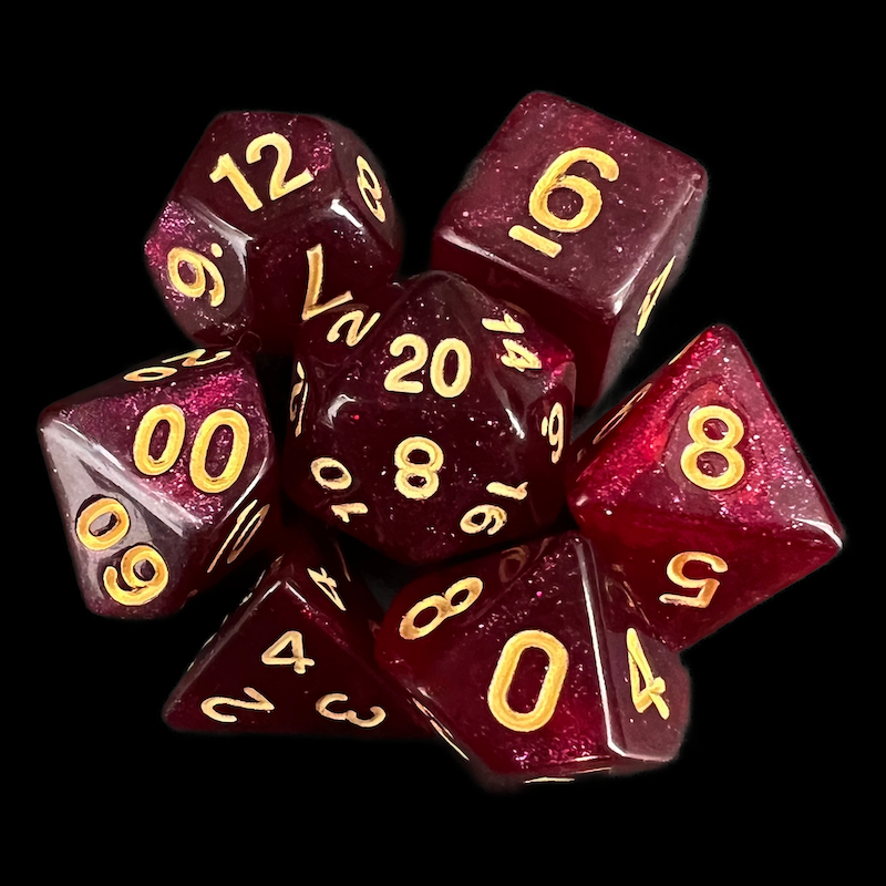 TDSO Aurora Purple Red 7 Dice Polyset LTD EDITION