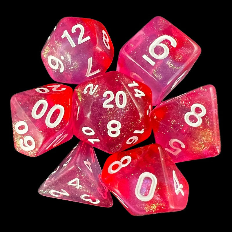 TDSO Aurora Spring Pink Glitter 7 Dice Polyset LTD EDITION
