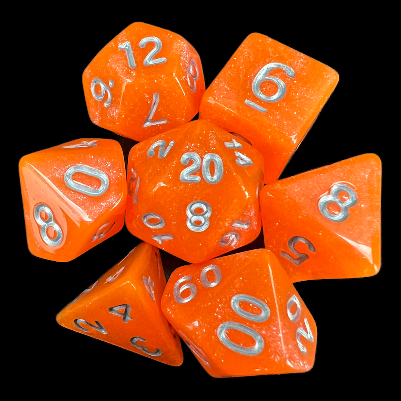 TDSO Aurora Tangerine 7 Dice Polyset LTD EDITION