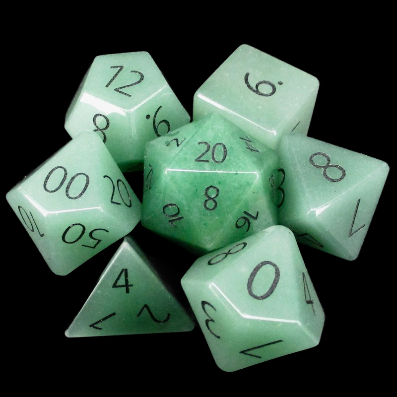 TDSO Gemstone Aventurine Green & Black 7 Dice Polyset