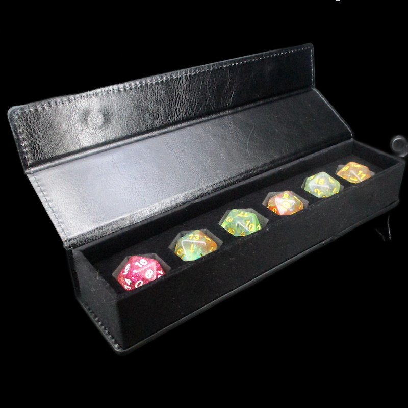TDSO Black Leatherette Padded Dice Storage Case - 6 x D20 Dice