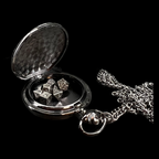 TDSO Black Nickel Metal Three Headed Dragon Fob Watch Case With Micro 7mm 7 Dice Polyset