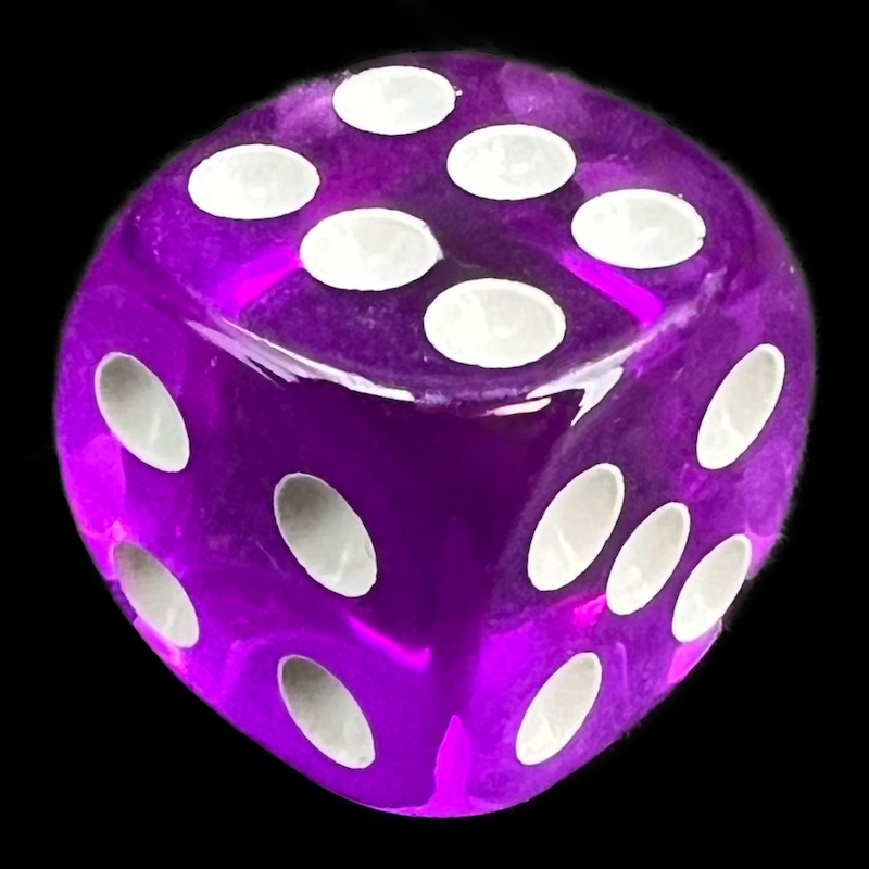 TDSO Bright Gem Amethyst 16mm D6 Spot Dice