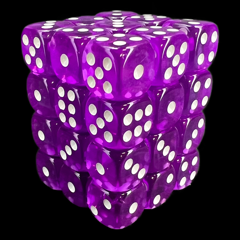 TDSO Bright Gem Amethyst 36 x D6 Dice Set