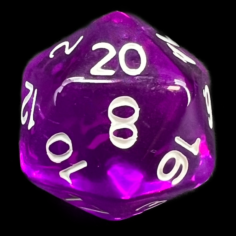 TDSO Bright Gem Amethyst D20 Dice