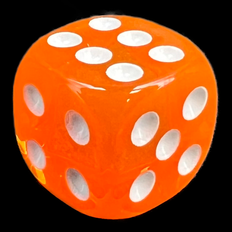 TDSO Bright Gem Fire Opal 16mm D6 Spot Dice