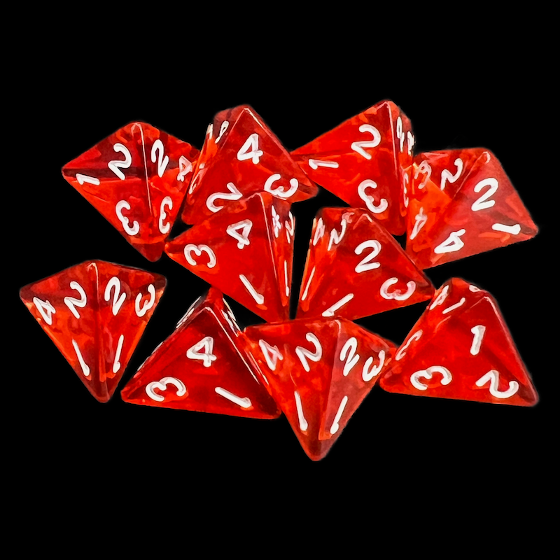 TDSO Bright Gem Ruby 10 x D4 Dice Set