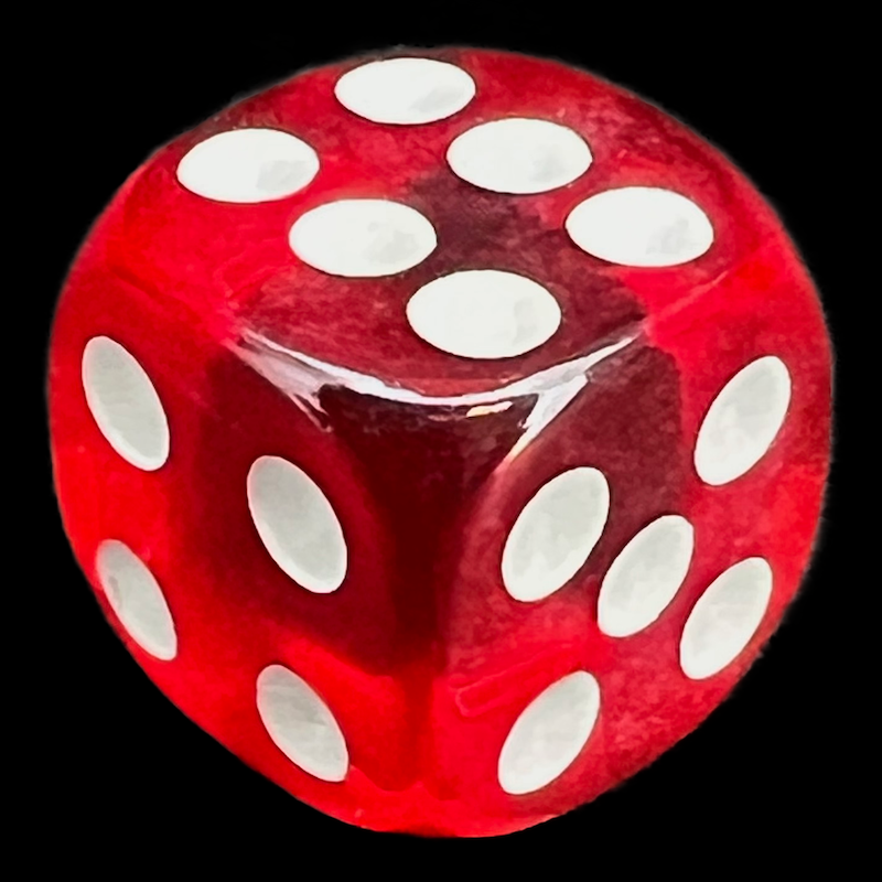 TDSO Bright Gem Ruby 16mm D6 Spot Dice