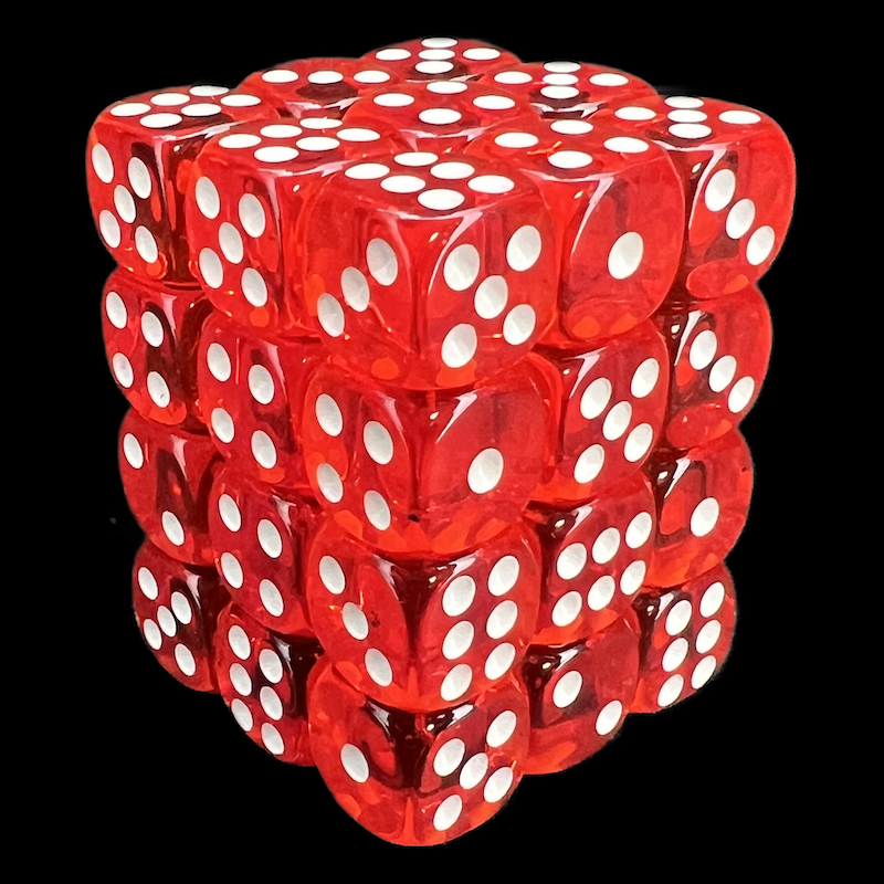 TDSO Bright Gem Ruby 36 x D6 Dice Set
