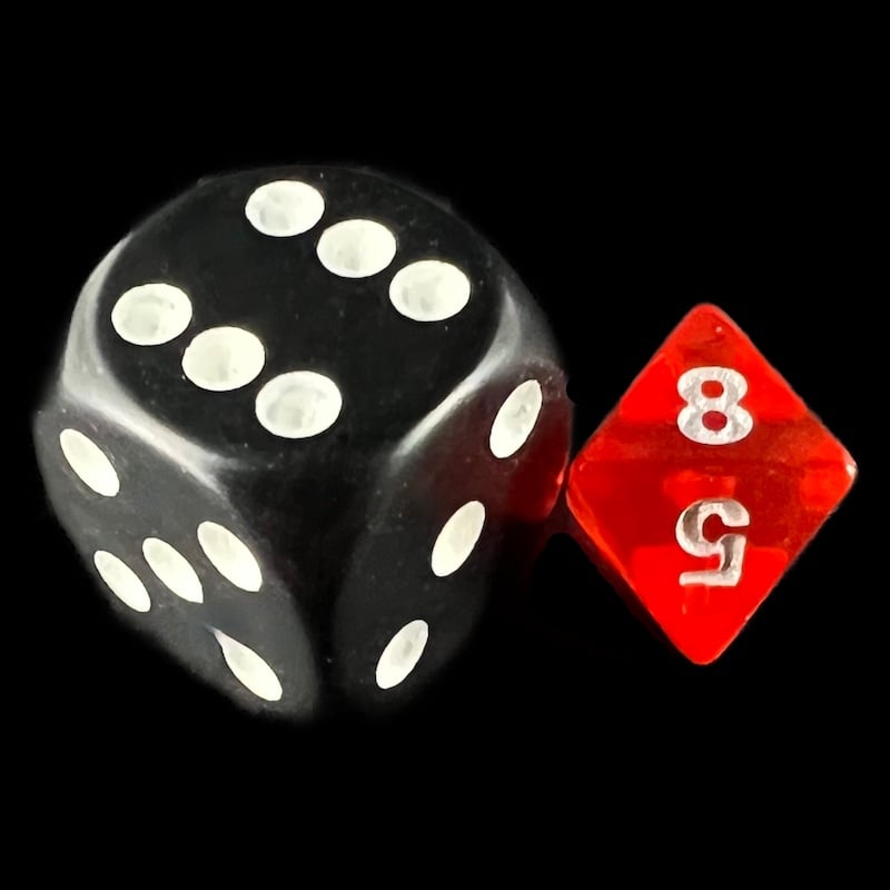 CLEARANCE TDSO Bright Gem Ruby & Silver MINI 10mm D8 Dice