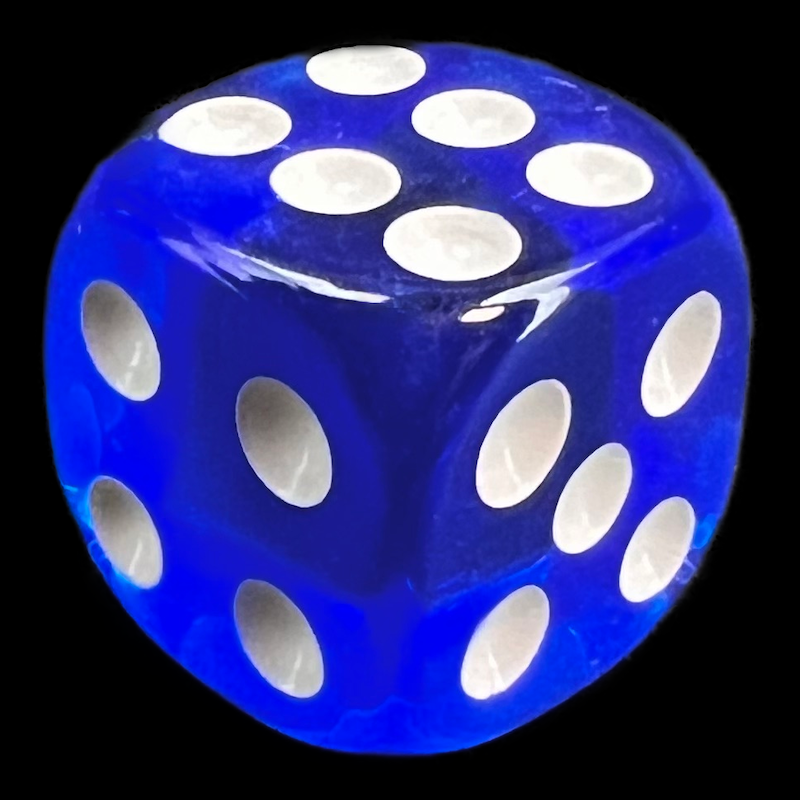 TDSO Bright Gem Sapphire 16mm D6 Spot Dice