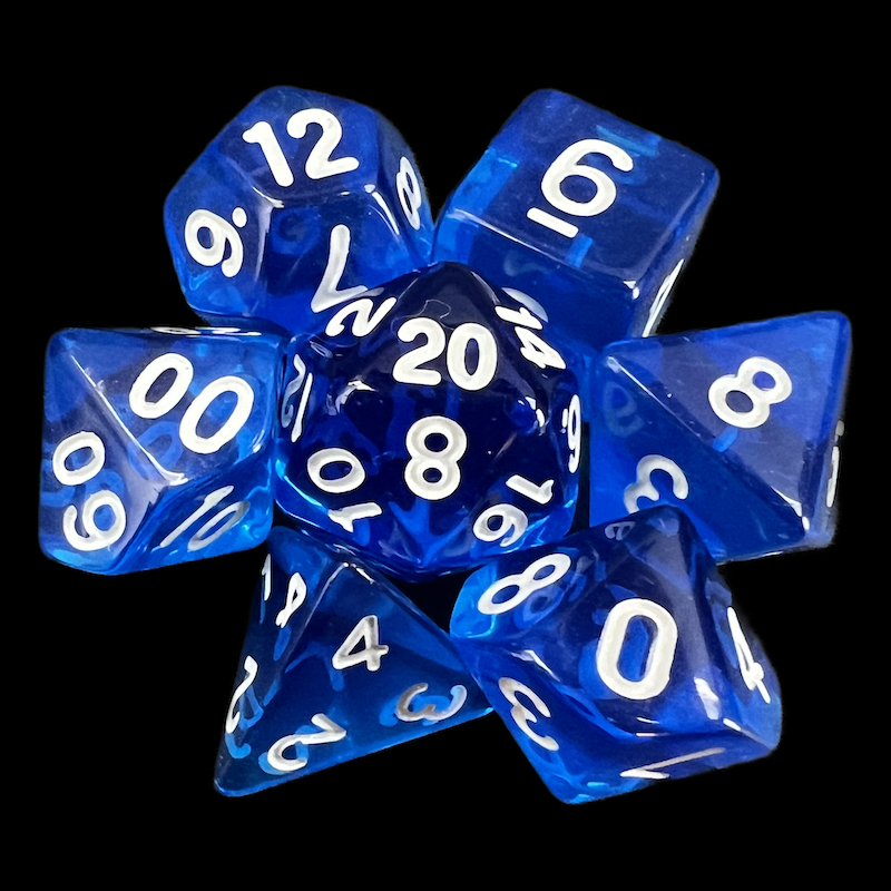 TDSO Bright Gem Sapphire 7 Dice Polyset