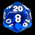 TDSO Bright Gem Sapphire D20 Dice
