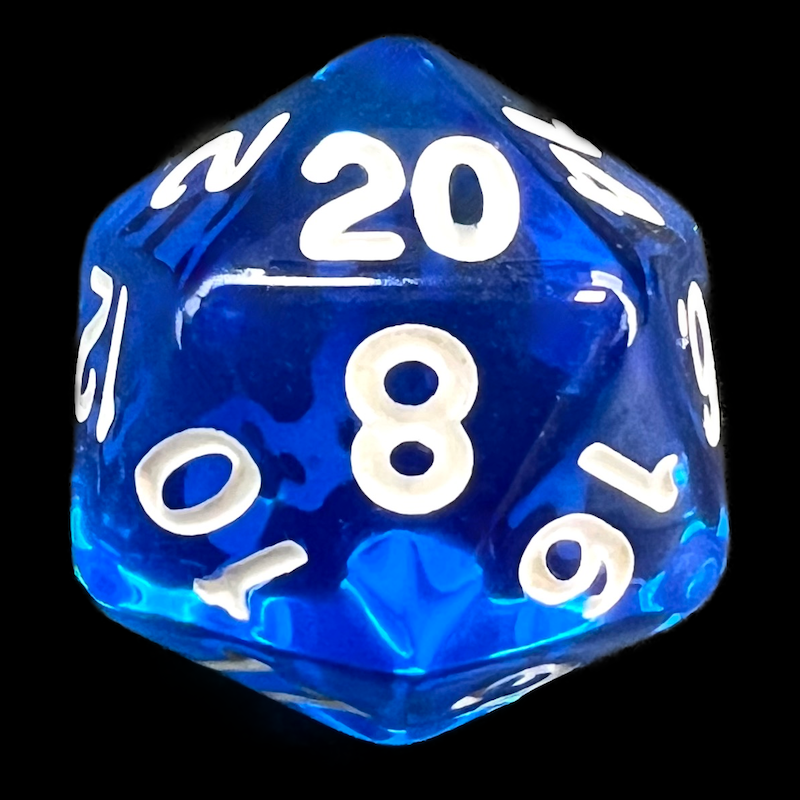 TDSO Bright Gem Sapphire D20 Dice