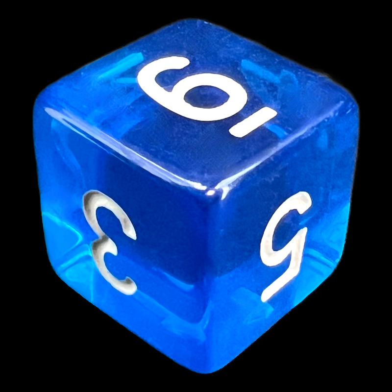 TDSO Bright Gem Sapphire D6 Dice