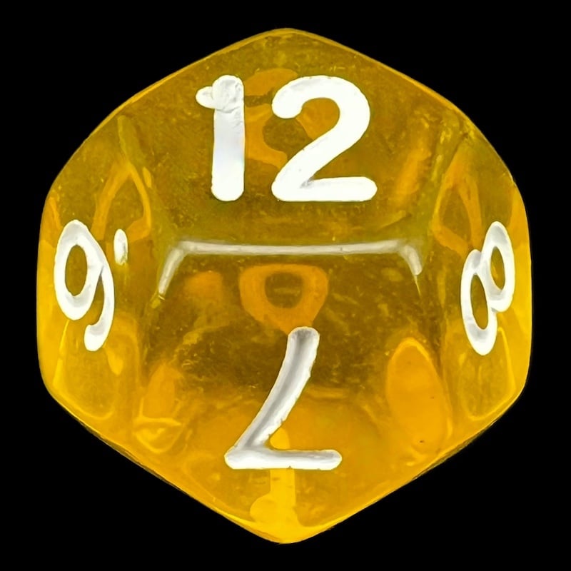 TDSO Bright Gem Topaz D12 Dice