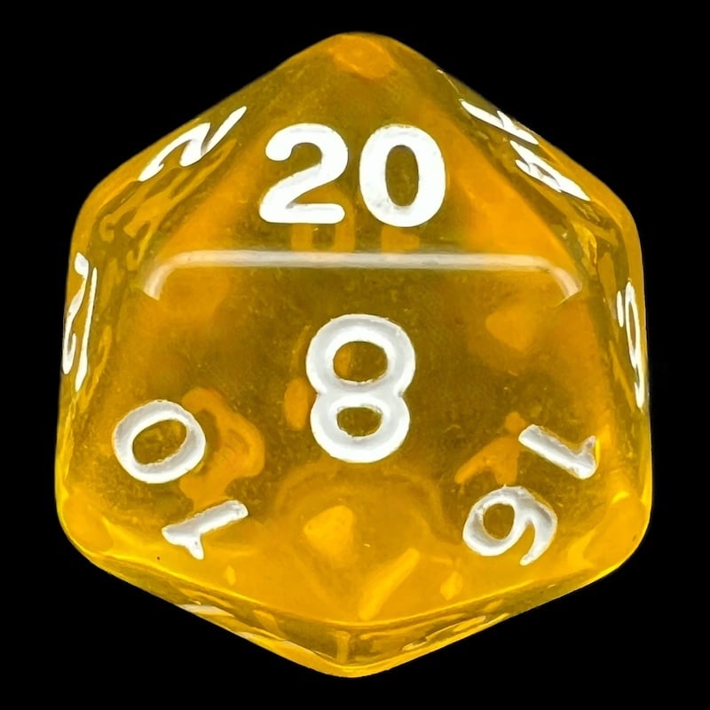 TDSO Bright Gem Topaz D20 Dice