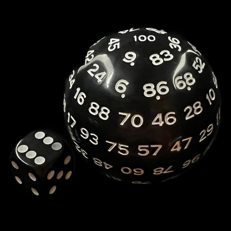 TDSO Cannonball Opaque Black & White HUGE 55mm D100 Dice