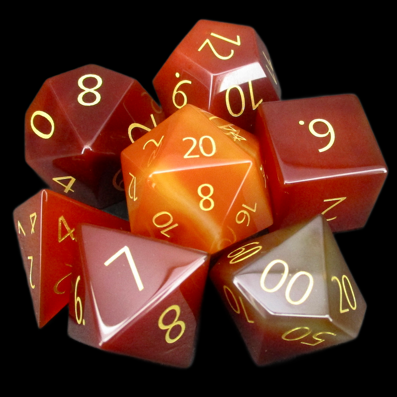 TDSO Gemstone Carnelian & Gold 7 Dice Polyset