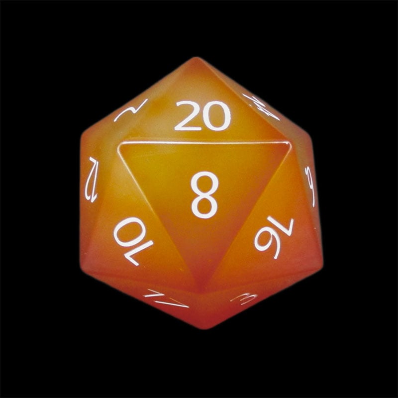 TDSO Gemstone Carnelian & White D20 Dice