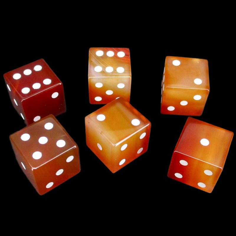TDSO Gemstone Carnelian & White 6 x D6 Spot Dice Set