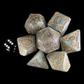 TDSO Castle Iridescent Grey & Gold GIANT 7 Dice Polyset