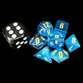 TDSO Cats Eye Glass Aquamarine & Gold MINI 7 Dice Polyset