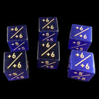 TDSO Cats Eye Glass Dark Blue & Gold Positive Counter 6 x D6 Dice Set In Padded Case