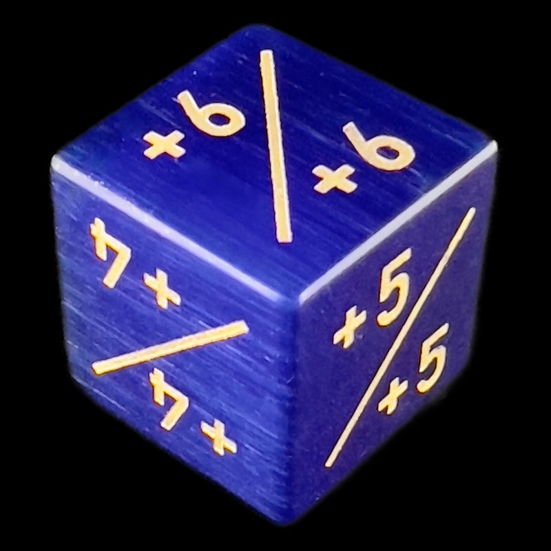 TDSO Cats Eye Glass Dark Blue & Gold Positive Counter 6 x D6 Dice Set In Padded Case