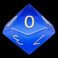 TDSO Cats Eye Glass Dark Blue & Gold D10 Dice