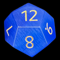 TDSO Cats Eye Glass Dark Blue & Gold D12 Dice