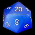 TDSO Cats Eye Glass Dark Blue & Gold D20 Dice