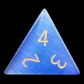 TDSO Cats Eye Glass Dark Blue & Gold D4 Dice