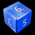 TDSO Cats Eye Glass Dark Blue & Gold D6 Dice