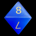 TDSO Cats Eye Glass Dark Blue & Gold D8 Dice