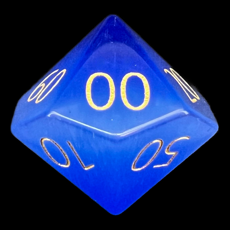 TDSO Cats Eye Glass Dark Blue & Gold Percentile Dice